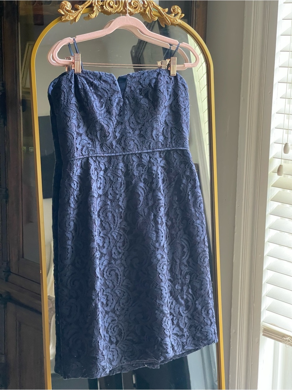 J Crew Women's Cathleen Strapless Navy Lace Mini Dress Cocktail Bridesmaid 02846